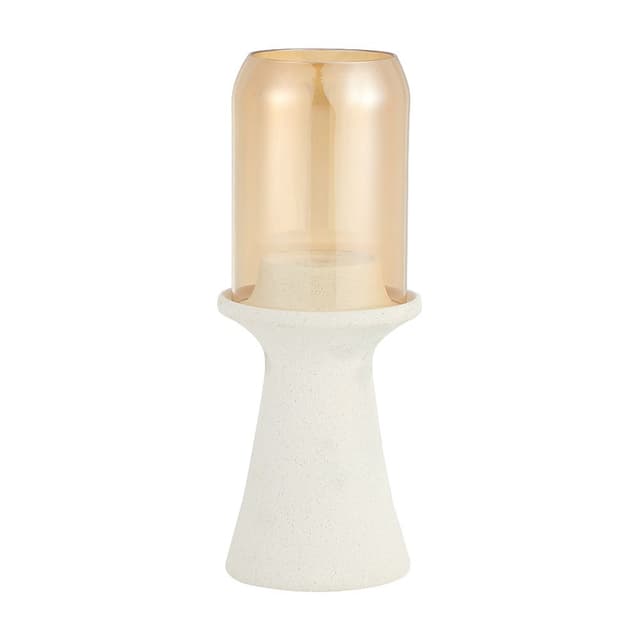 เชิงเทียน รุ่นออสมี่ย์ สูง 19.5 ซม. - สีขาว/น้ำตาลอ่อน