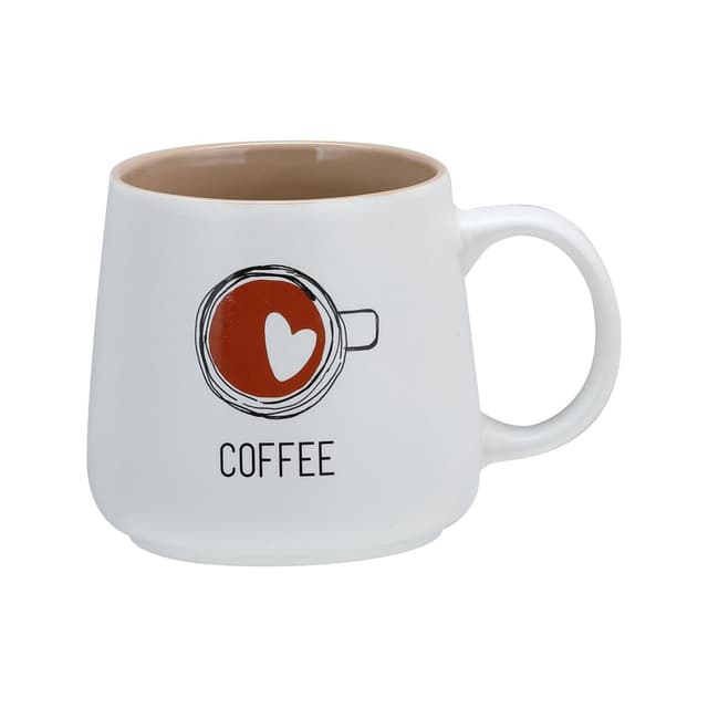 แก้วมัค รุ่นฮาร์ททิน ขนาด 390 มล. - สีขาว/น้ำตาลอ่อน