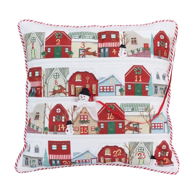 หมอนอิง รุ่นสโนวี่ วิลเลจ ขนาด 45 x 45 ซม. - สีเแดง/ขาว