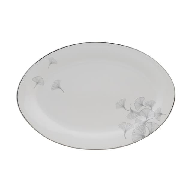 จานเปล รุ่นกิงโคโล่ ขนาด 14 นิ้ว - สีขาว/เทา