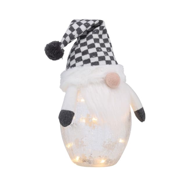 รูปปั้นโนมพร้อมไฟ LED รุ่นโนม่าร์ ขนาด 6 นิ้ว - สีขาว/ดำ