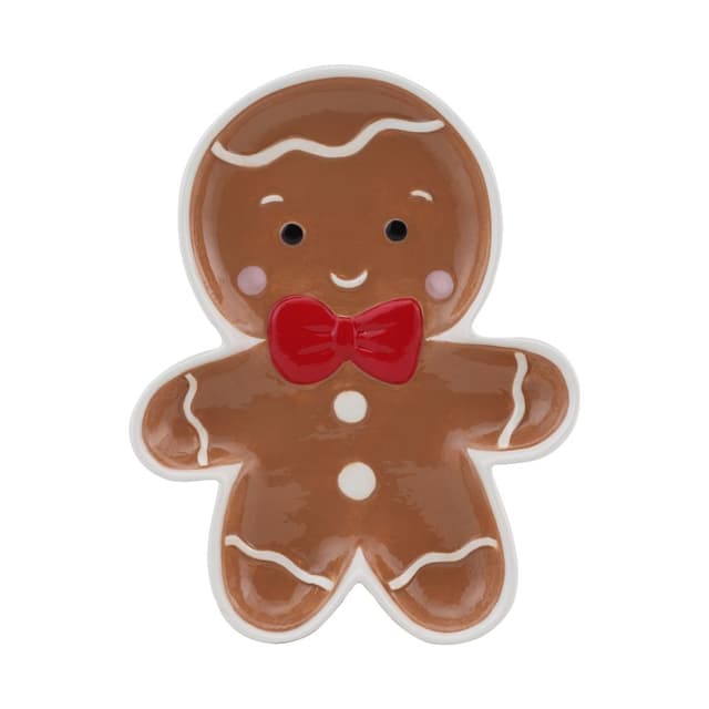 จานขนมทรงขนมปังขิง รุ่นจีนี่ - สีน้ำตาล/ขาว