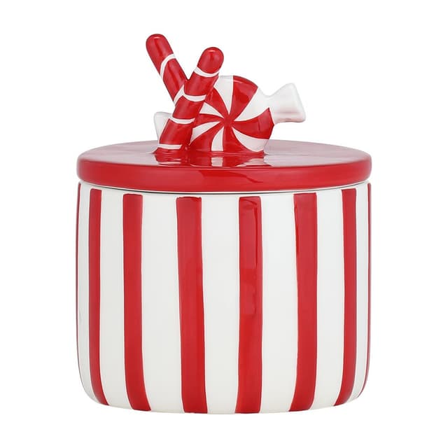 กล่องใส่ขนมมีฝาทรงลูกกวาด รุ่นแคนดู - สีขาว/แดง