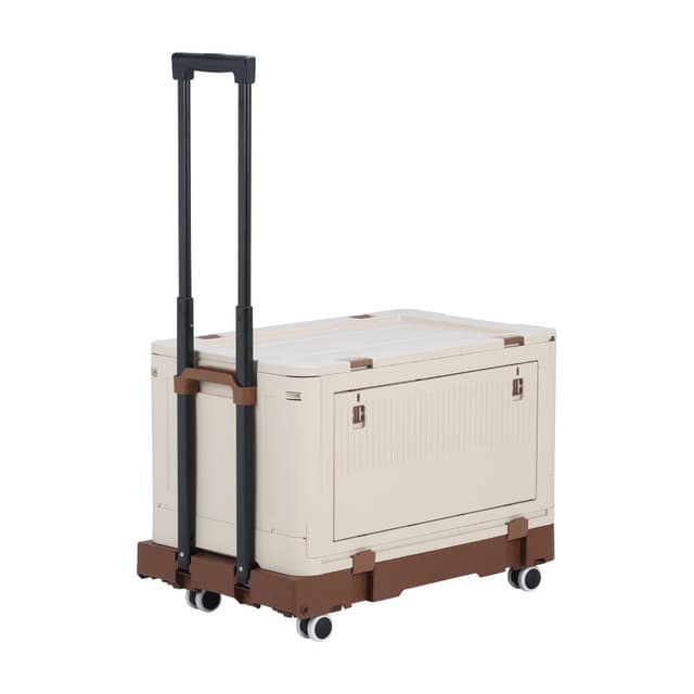 กล่องเก็บของพร้อมรถเข็น รุ่นรูเซฟ - สีขาวงาช้าง/น้ำตาล