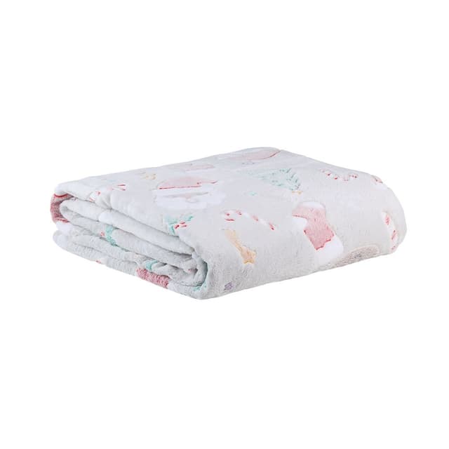 ผ้าห่มแฟลนเนิลพิมพ์ลาย รุ่นซานต์ ขนาด 150 x 200 ซม. - สีเทา