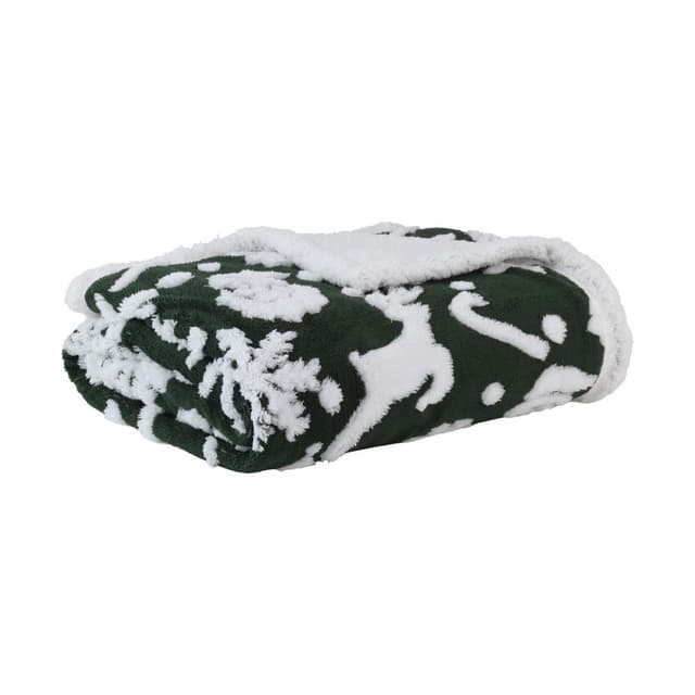 ผ้าห่มแฟลนเนิลเชอร์ป้า รุ่นวีด้า ขนาด 127 x 152 ซม. - สีเขียว