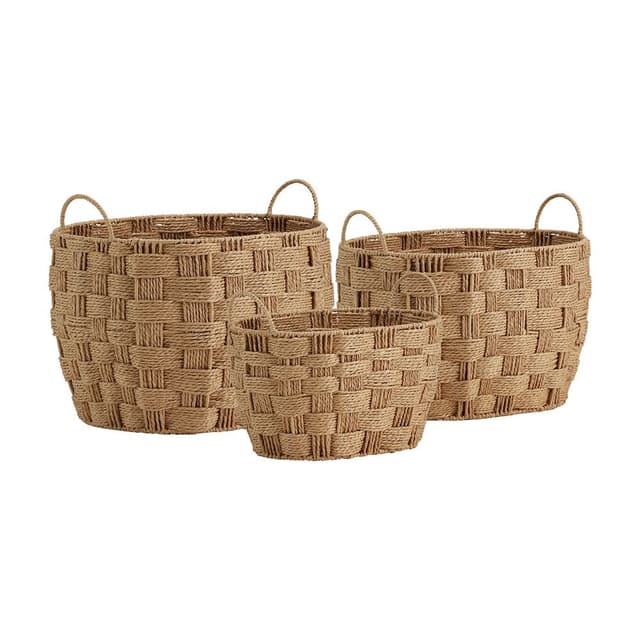 ตะกร้าทรงกลม รุ่นอายาโนะ (3 ชิ้น/ชุด) - สีธรรมชาติ