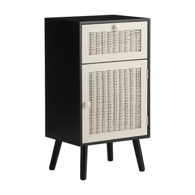 ตู้บานเปิดพร้อมลิ้นชัก รุ่นแคททาลิน - สีดำ/ขาว