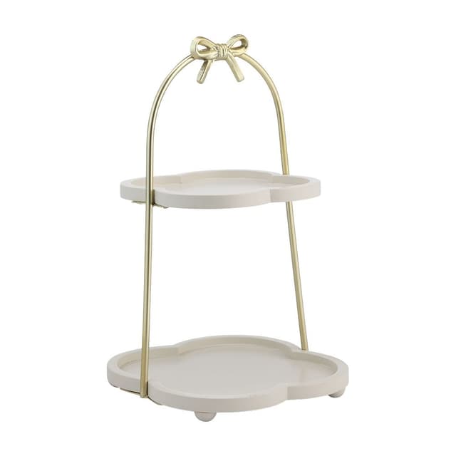 ชั้นเครื่องสำอาง 2 ชั้น รุ่นลิโอร่า สูง 40 ซม. - สีขาว/ทอง