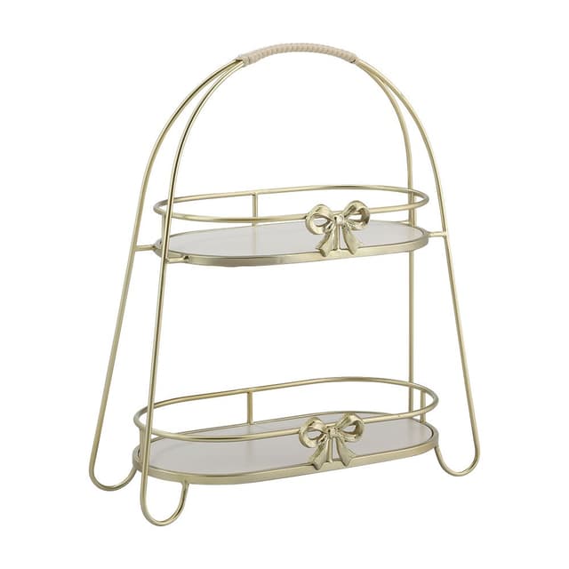 ชั้นเครื่องสำอาง 2 ชั้น รุ่นลิโอร่า สูง 48 ซม. - สีทอง/ขาว