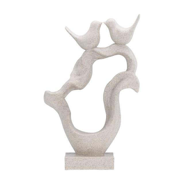 รูปปั้นนกคู่บนงานศิลปะ รุ่นสโตเลนเน่ย์ ขนาด 16.5 นิ้ว - สีหินทราย