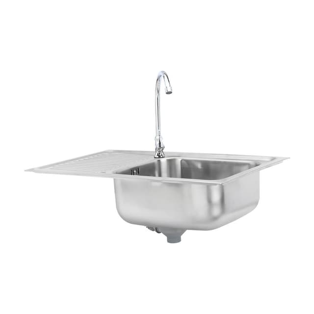 ซิงค์ 1 หลุมที่พักพร้อมก๊อกน้ำ รุ่น AV075MB/C - สีเงิน