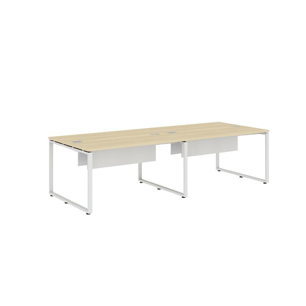 ชุดโต๊ะทำงาน 4 ที่นั่ง รุ่น EXPACE ขนาด 240 x 120 x 75 ซม. - สีชิโม แอช / ขาว