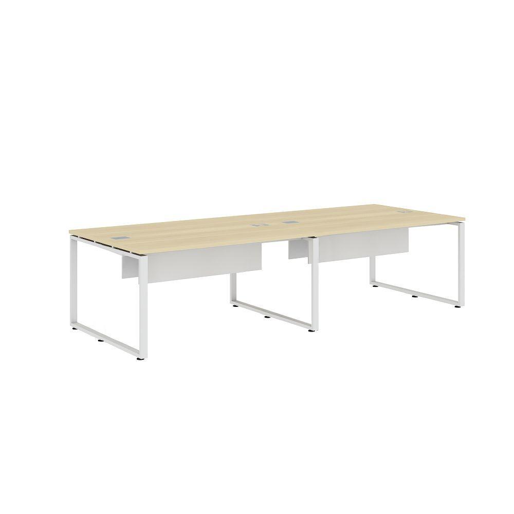 ชุดโต๊ะทำงาน 4 ที่นั่ง รุ่น EXPACE ขนาด 300 x 120 x 75 ซม. - สีชิโม แอช / ขาว