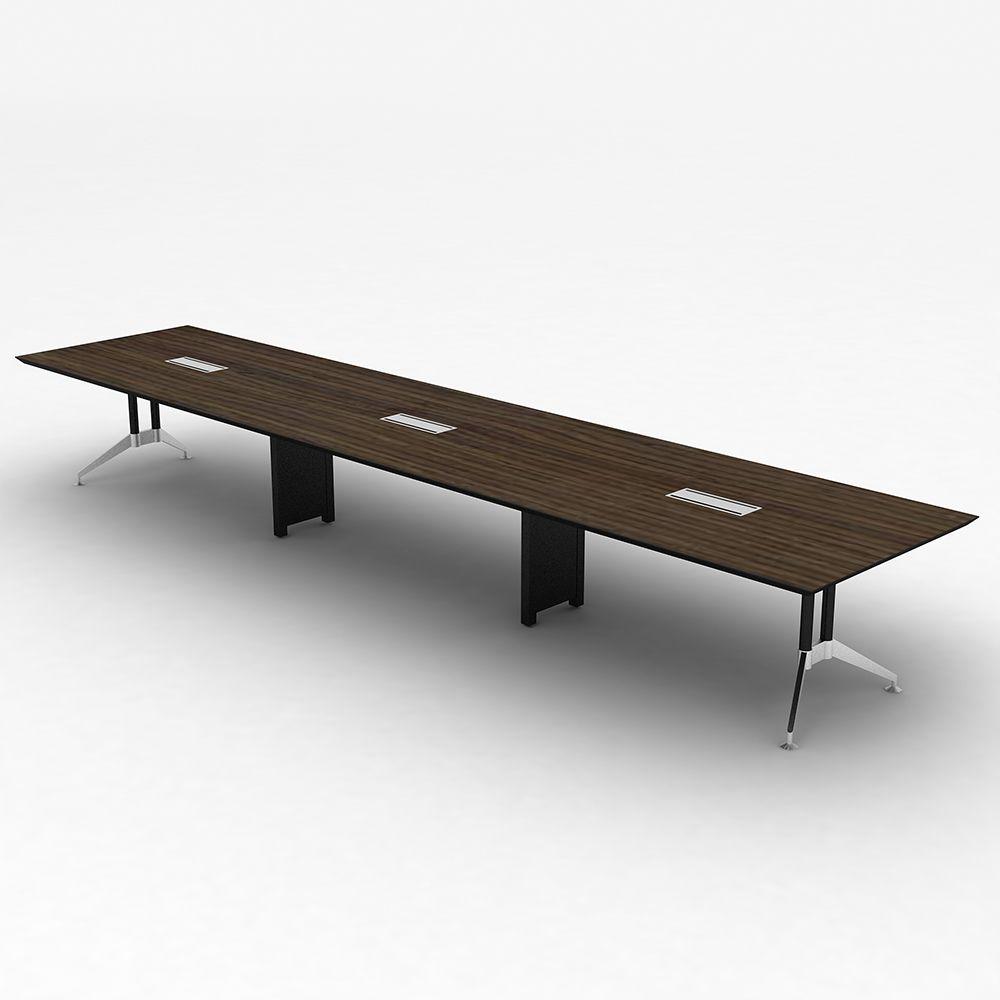 โต๊ะประชุม รุุ่นทราโวโต้ สแควร์ 540 ซม. -  สีอเมริกาโน่ / สีสโมคกี้เกรย์