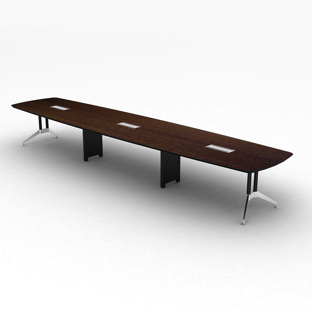 โต๊ะประชุม รุ่นทราโวโต้ อาร์ค 540 ซม. - สีดาร์กวอลนัท / สีสโมคกี้เกรย์