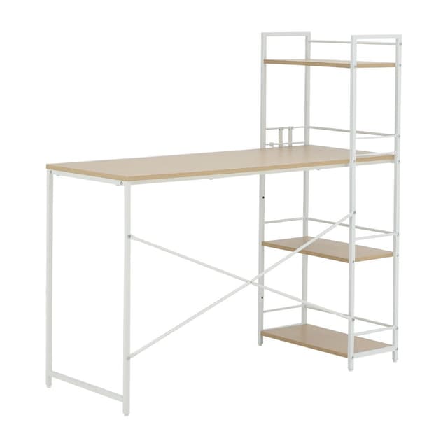 Furinbox โต๊ะทำงานอเนกประสงค์ รุ่นคอนเนอร์ ขนาด 120 ซม. - สีธรรมชาติ/ขาว