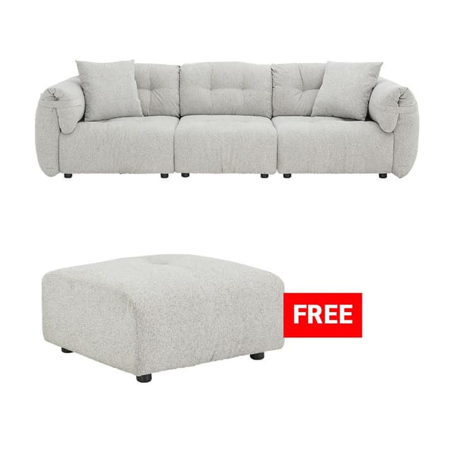 ซื้อโซฟาผ้า 3 ที่นั่ง รุ่นไมลีย์ แถมฟรี! สตูลผ้า รุ่นไมลีย์