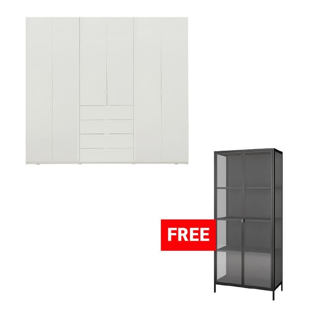 ซื้อตู้เสื้อผ้า 6 บาน รุ่นวาซิม แถมฟรี! ตู้โชว์กระจกสูง รุ่นโชว์บิส ขนาด 80 ซม.