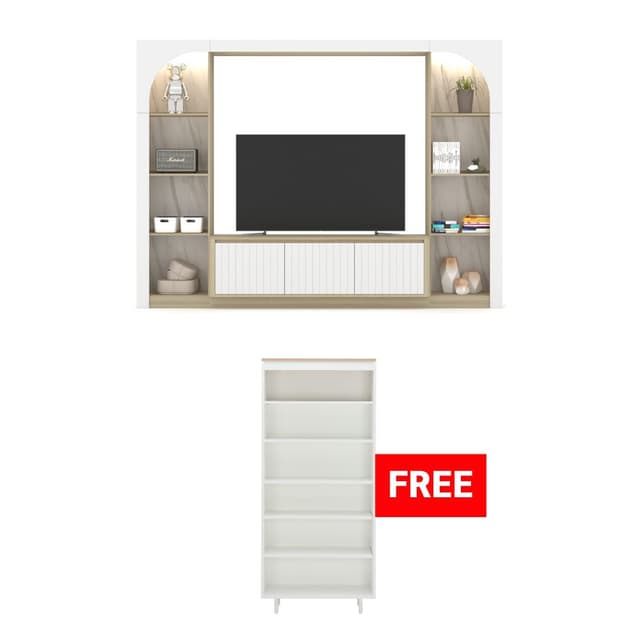 ซื้อชุดโฮมเอ็นเตอร์เทนเมนท์ รุ่นโมนาโค ขนาด 3 เมตร แถมฟรี! ชั้นวางของ รุ่นมินิมอล ขนาด 76.3 ซม.