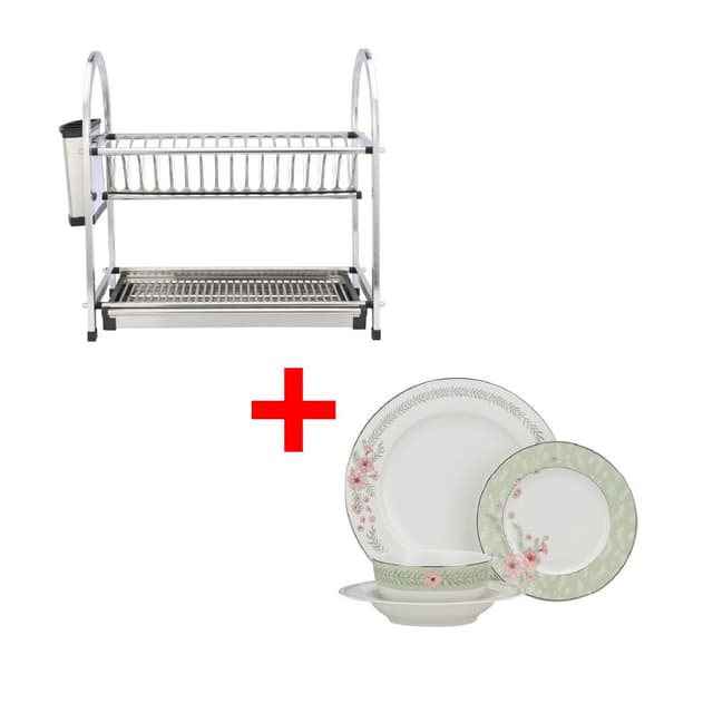 ซื้อที่คว่ำจาน 2 ชั้น รุ่นแอ๊บบาส พร้อมชุดภาชนะ รุ่นลาเวนซ์ หรือรุ่นจานีค (8 ชิ้น/ชุด) ราคาพิเศษ!