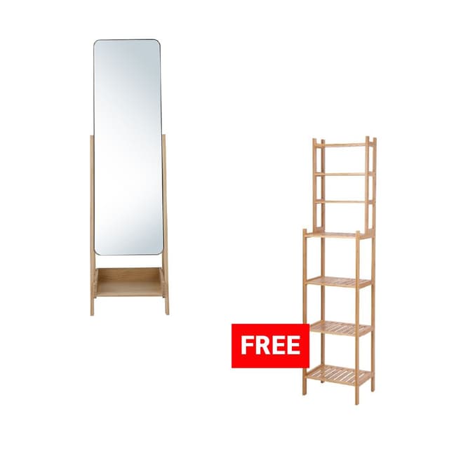 ซื้อกระจกตั้งพื้นพร้อมชั้นวาง รุ่นเมอร์ฟี่ แถมฟรี! ชั้นวางในห้องน้ำ 7 ชั้น รุ่นเอลวิด้า