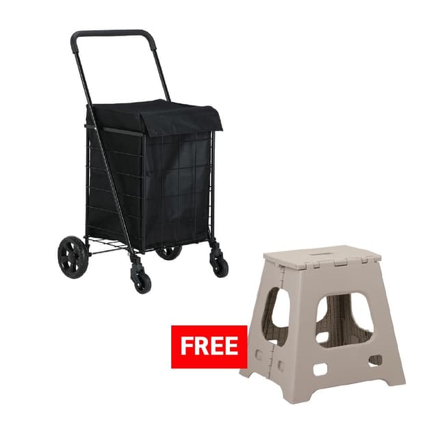 ซื้อรถเข็นพับได้พร้อมถุงผ้า รุ่นโจเอล แถมฟรี! เก้าอี้สตูลพับ รุ่นเพพโตะ
