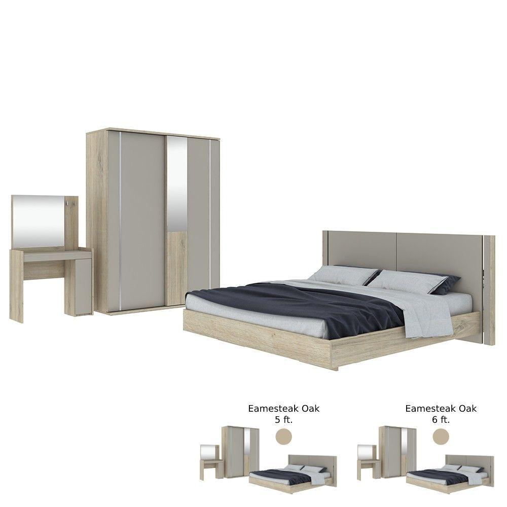 ชุดห้องนอน รุ่นเอสไคว (เตียง+ตู้บานสไลด์ 160 ซม.+โต๊ะเครื่องแป้ง)