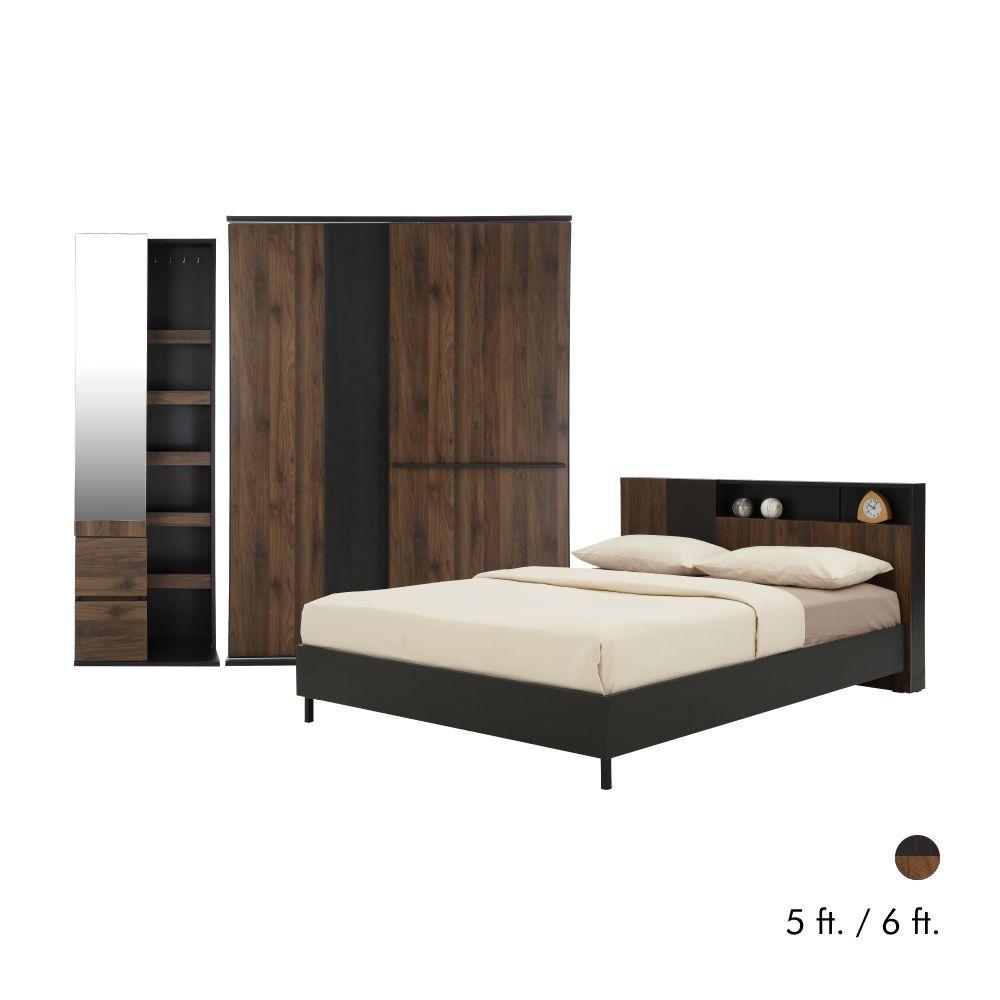 ชุดห้องนอน รุ่นฮาร์เวสท์ (เตียง+ตู้บานสไลด์ ขนาด 160 ซม.+โต๊ะเครื่องแป้ง)