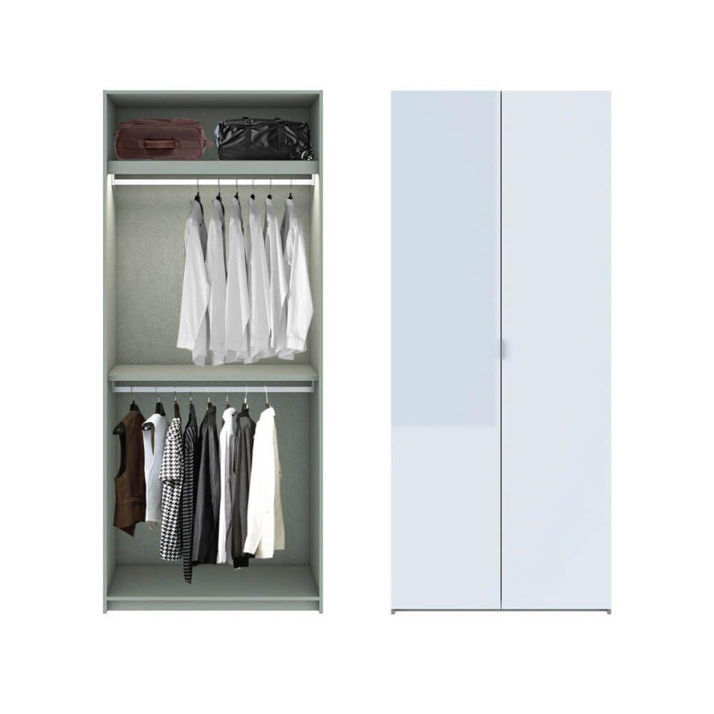 ตู้เสื้อผ้า 2 บานไฮกลอส + LED รุ่นอิตัล-สมาร์ท - สีขาว
