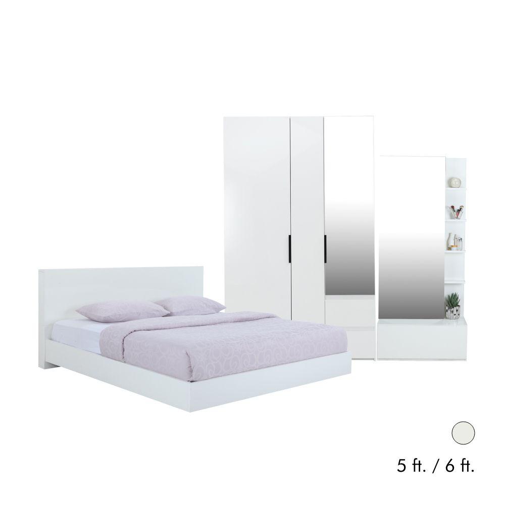 ชุดห้องนอน รุ่นแมสซิโม่+แมกซี่ (เตียงนอน+ตู้เสื้อผ้า 3 บาน พร้อมกระจกเงา+โต๊ะเครื่องแป้ง)