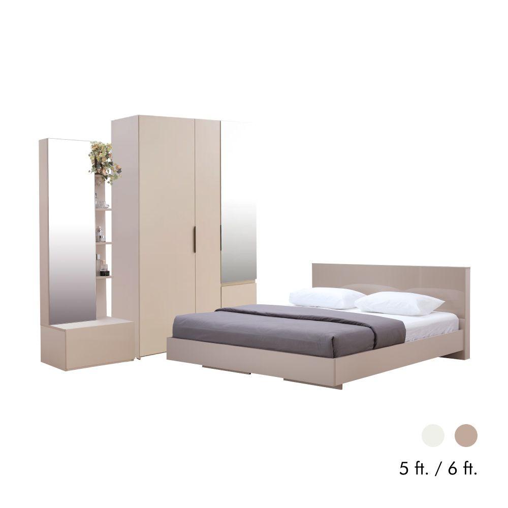 ชุดห้องนอน รุ่นแมสซิโม่+แมกซี่ (เตียงนอน+ตู้เสื้อผ้า 3 บาน พร้อมกระจกเงา+โต๊ะเครื่องแป้ง)