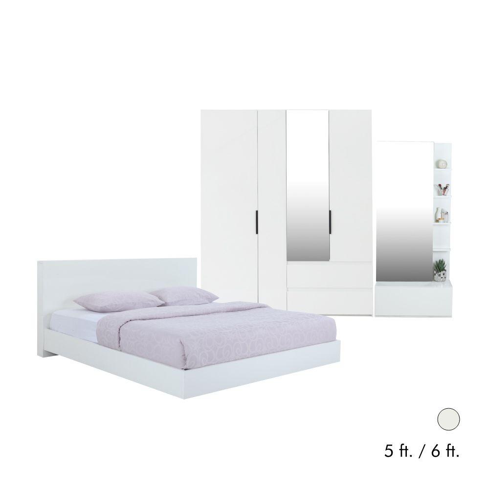 ชุดห้องนอน รุ่นแมสซิโม่+แมกซี่ (เตียงนอน+ตู้เสื้อผ้า 4 บาน พร้อมกระจกเงา+โต๊ะเครื่องแป้ง)