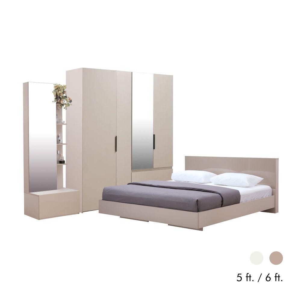 ชุดห้องนอน รุ่นแมสซิโม่+แมกซี่ (เตียงนอน+ตู้เสื้อผ้า 4 บาน พร้อมกระจกเงา+โต๊ะเครื่องแป้ง)