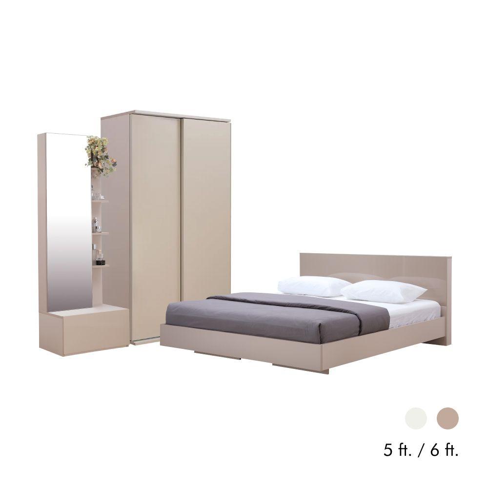 ชุดห้องนอน รุ่นแมสซิโม่+แมกซี่ (เตียงนอน+ตู้บานสไลด์ไม้ 120 ซม.+โต๊ะเครื่องแป้ง)