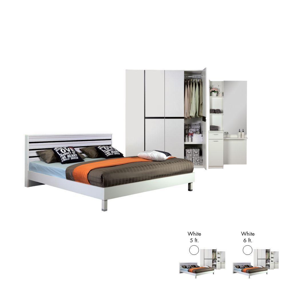 ชุดห้องนอน รุ่นเมโทร พลัส+ไลน์นิโอ (เตียงนอน+ตู้เสื้อผ้า 4 บานประตู+โต๊ะเครื่องแป้ง)