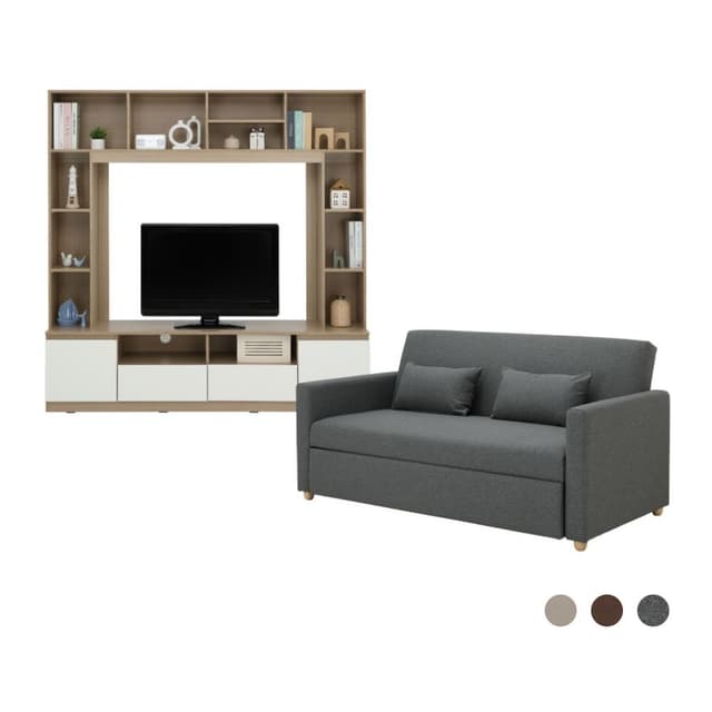 Furinbox โซฟาเบด 3 ที่นั่ง และชุดโฮมเอ็นเตอร์เทนเมนท์ ขนาด 180 ซม. รุ่นมิกิ+มินิโอ