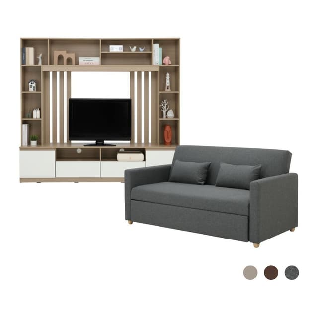 Furinbox โซฟาเบด 3 ที่นั่ง และชุดโฮมเอ็นเตอร์เทนเมนท์ ขนาด 200 ซม. รุ่นมิกิ+มินิโอ