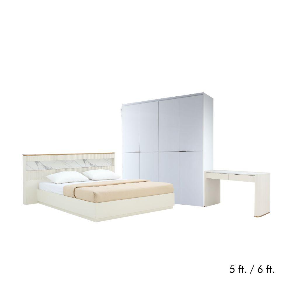 ชุดห้องนอน รุ่นปิกัสโซ+บลัง (เตียง, ตู้เสื้อผ้า 4 บาน, โต๊ะเครื่องแป้ง) -  สีขาวงาช้าง