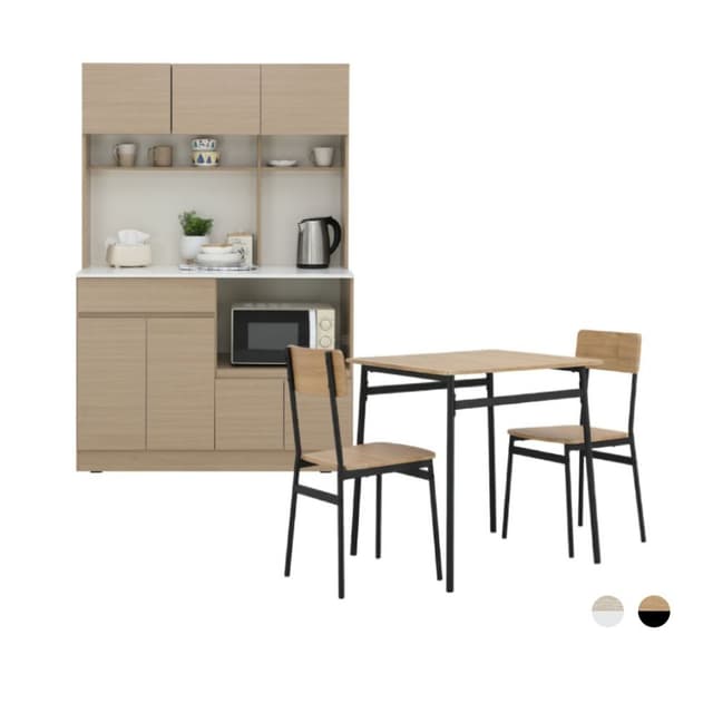 Furinbox ชุดครัว ขนาด 120 ซม. และชุดโต๊ะอาหาร 2 ที่นั่ง รุ่นชอน+วิกกิ