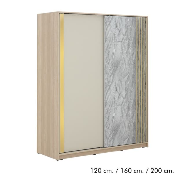 ตู้เสื้อผ้าบานสไลด์ รุ่นวาลักซ์ - สีเลอบาน่า โอ๊ค/ลาวา เกรย์