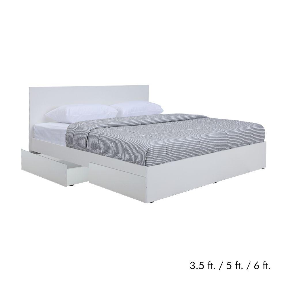 เตียงนอน พร้อมกล่องเก็บของใต้เตียง รุ่นวิวิด พลัส - สีขาว