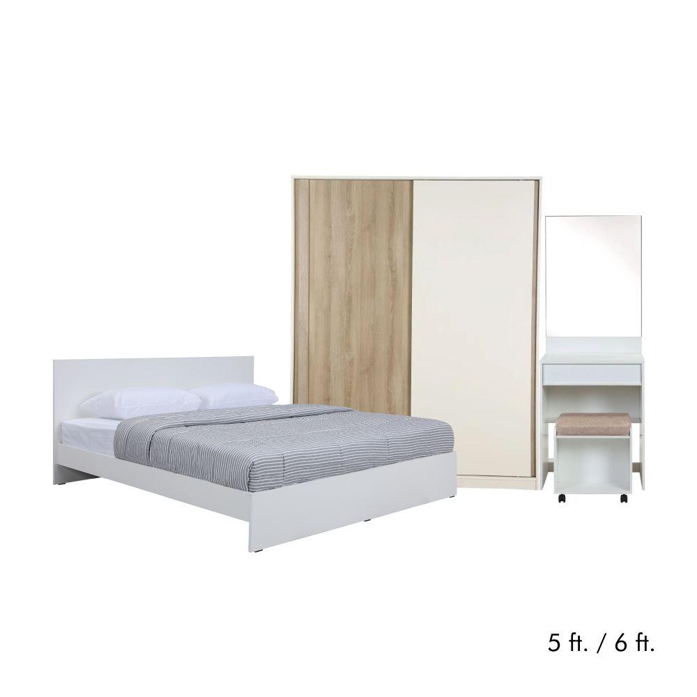 ชุดห้องนอน รุ่นวิวิด พลัส+วาว่า (เตียงนอน, ตู้เสื้อผ้าบานสไลด์ ขนาด 160 ซม., โต๊ะเครื่องแป้งพร้อมสตูล)