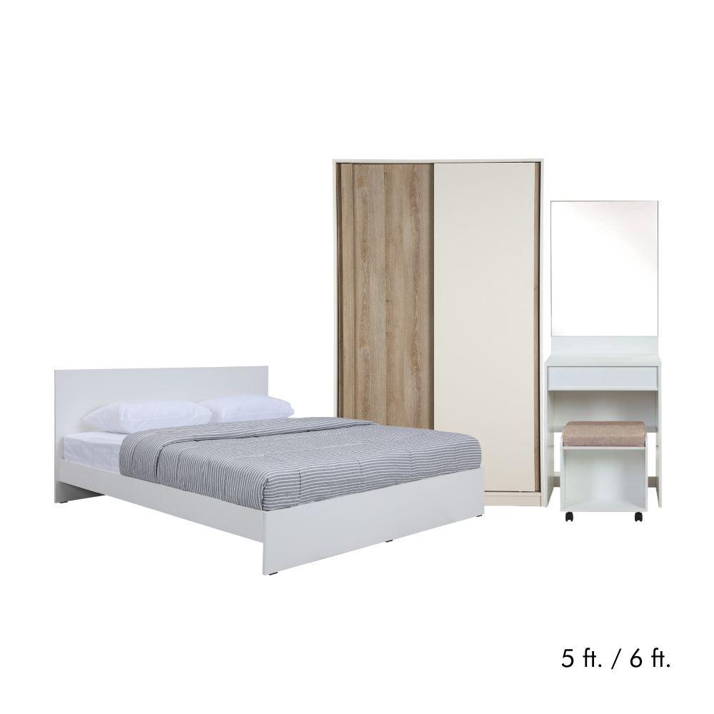 ชุดห้องนอน รุ่นวิวิด พลัส+วาว่า (เตียงนอน, ตู้เสื้อผ้าบานสไลด์ ขนาด 120 ซม., โต๊ะเครื่องแป้งพร้อมสตูล)