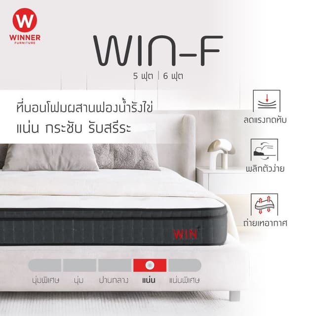 ที่นอน รุ่นวิน-เอฟ - สีขาว/เทาเข้ม