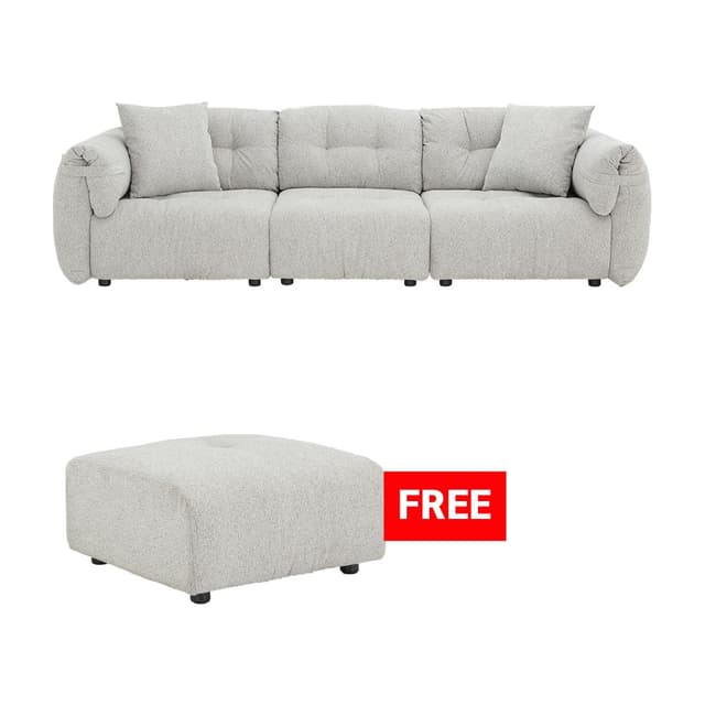 ซื้อโซฟาผ้า 3 ที่นั่ง รุ่นไมลีย์ แถมฟรี! สตูลผ้า รุ่นไมลีย์