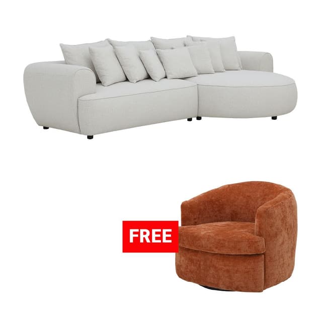 ซื้อโซฟาผ้า L-shape รุ่นบาสโซ่ แถมฟรี! อาร์มแชร์ผ้า รุ่นโรซาน่า หรือดาเซีย