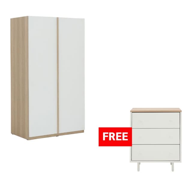 ซื้อตู้เสื้อผ้า 2 บาน รุ่นซิโน่-O แถมฟรี! ตู้ 3 ลิ้นชัก รุ่นมินิมอล