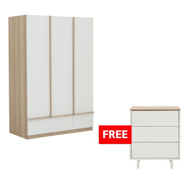 ซื้อตู้เสื้อผ้า 3 บาน รุ่นซิโน่-B พร้อมตู้ 3 ลิ้นชัก รุ่นมินิมอล ราคาพิเศษ!