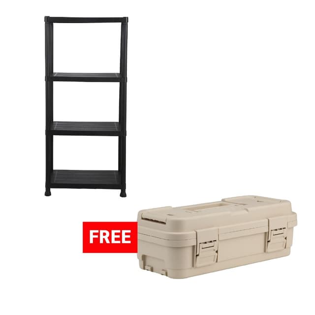 ซื้อชั้นวางของอเนกประสงค์ 4 ชั้น รุ่นโรเจอร์ แถมฟรี! กล่องเครื่องมือ รุ่นเจท ขนาด 4 ลิตร และ 6.5 ลิตร